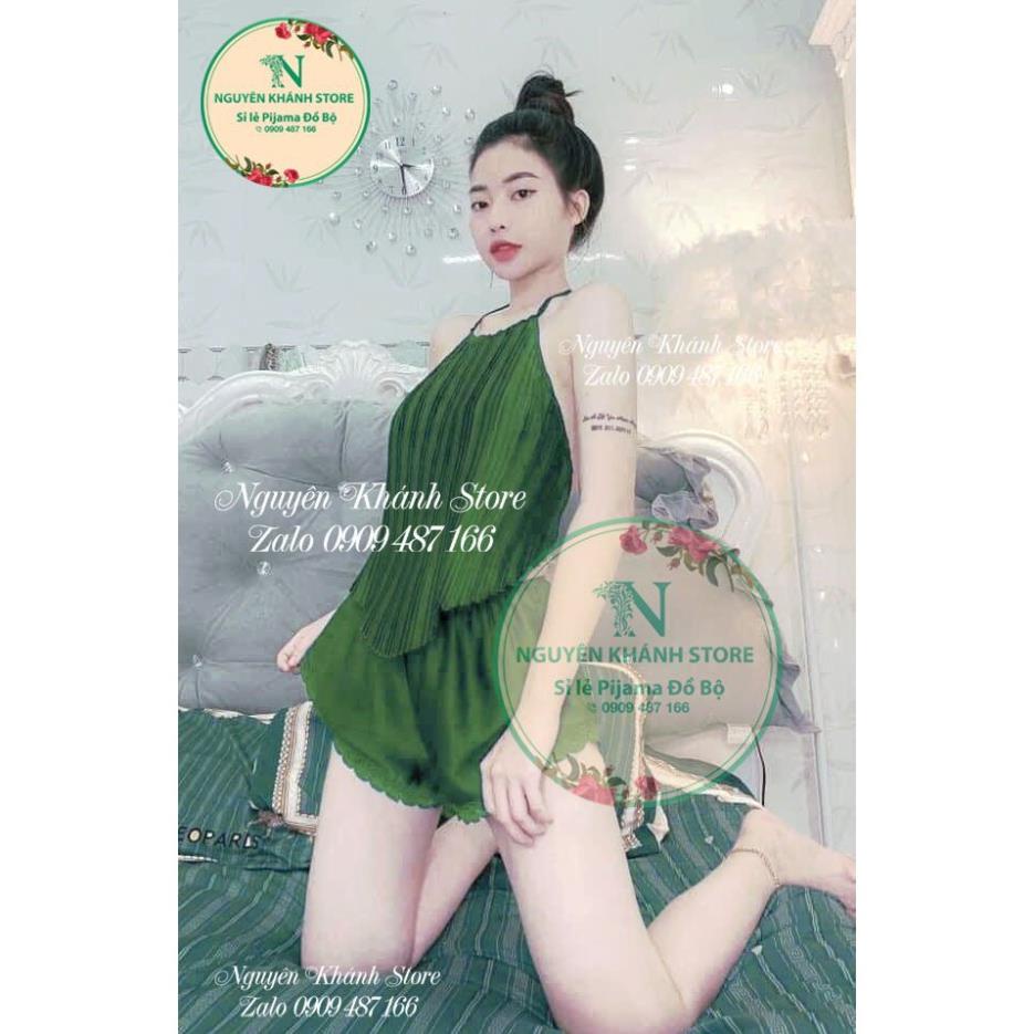 Đồ Ngủ Sexy, Set Yếm Dập Ly Hở Lưng Gợi Cảm, Vải Phi Lụa Mềm Mại, Freesize Dưới 58kg 😍 | BigBuy360 - bigbuy360.vn