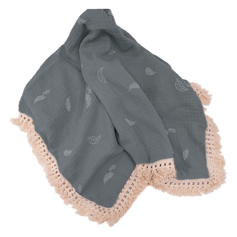 Mojito Chăn Quấn Em Bé Bằng Cotton Nguyên Chất Phối Tua Rua In Họa Tiết Sw