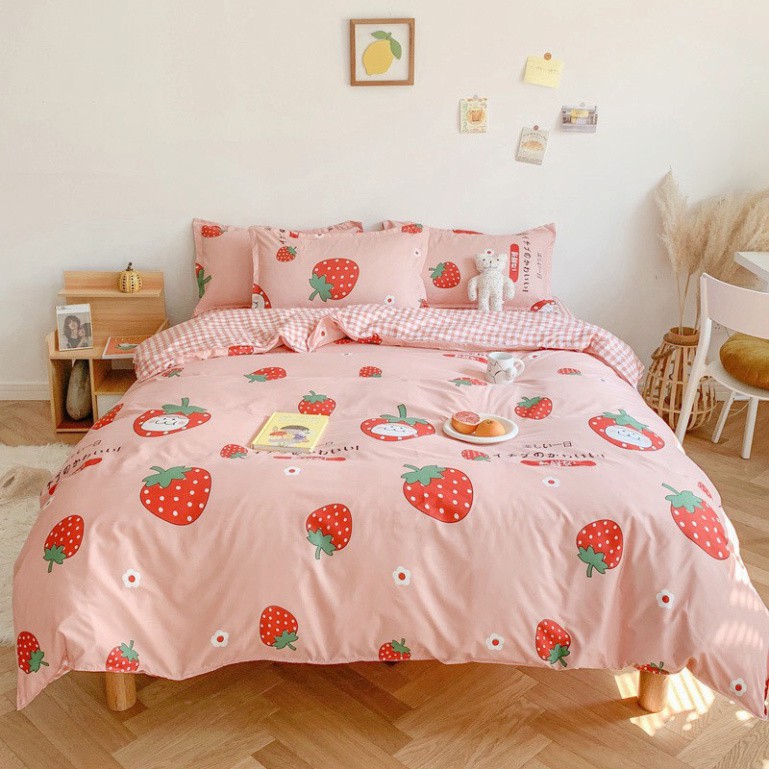 Bộ cotton poly, set cottong poly Dâu Tây nhập khẩu
