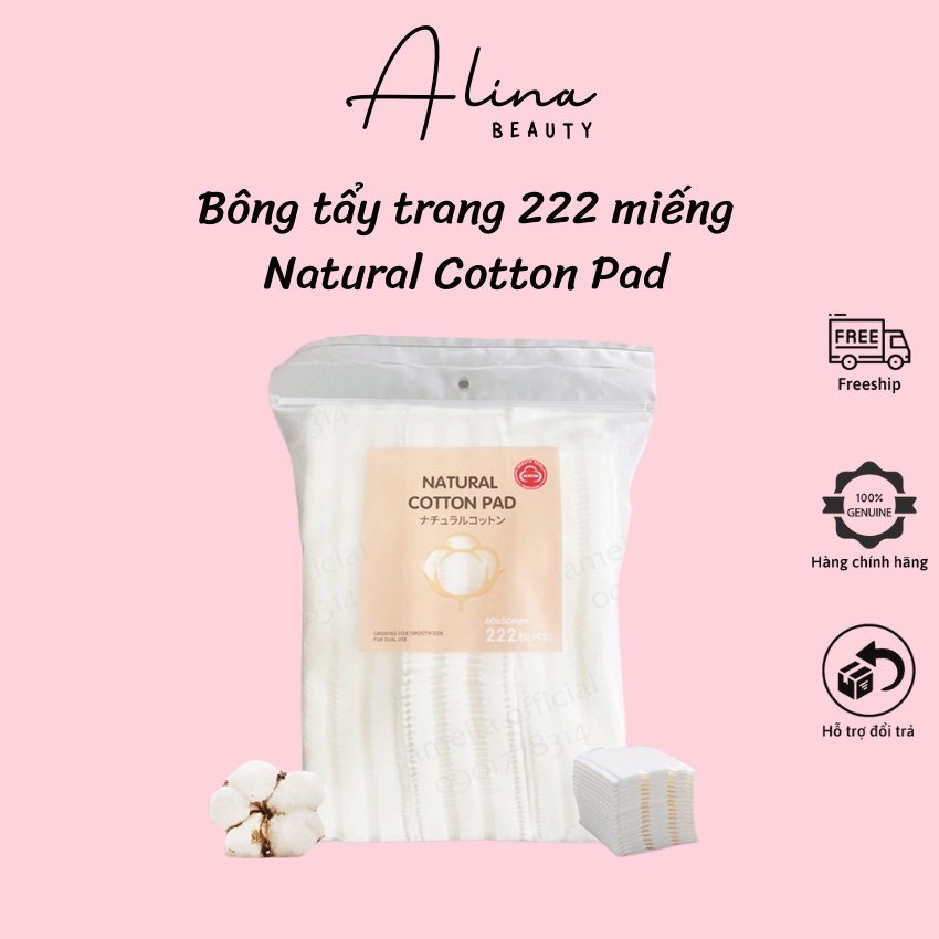Bông tẩy trang 3 lớp Natural Cotton Pads nội địa trung bịch 222 miếng