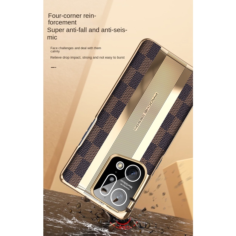 Ốp Điện Thoại Da Chống Sốc Mạ Điện Cao Cấp Cho OPPO Find X5 Pro