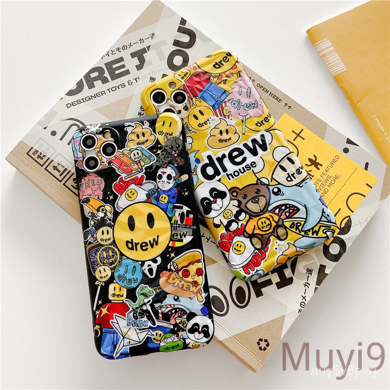 Tất Cả Đều Tại ChỗCouple Shell Phone Case Ins Personality Creative Fashion Drew & Justin Bieber &Bear for iPhone12 Iphon