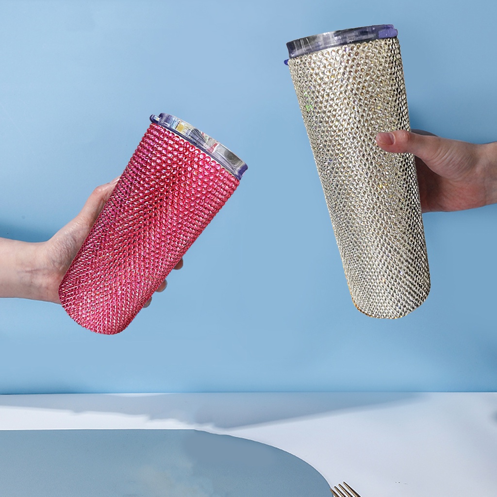 Bình Nước Inox 304 Đính Đá Có Thể Tái Sử Dụng Tiện Lợi