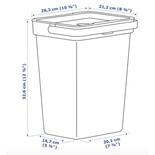 Thùng rác 10L có nắp HÅLLBAR IKEA chính hãng