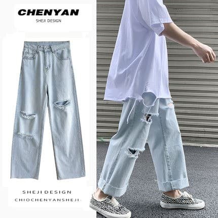 ( Hot)Quần Jean Nam Rách Kiểu,  Quần Baggy Nam Thời Trang Phong Cách Unisex Phong Cách Trẻ Trung Năng Động