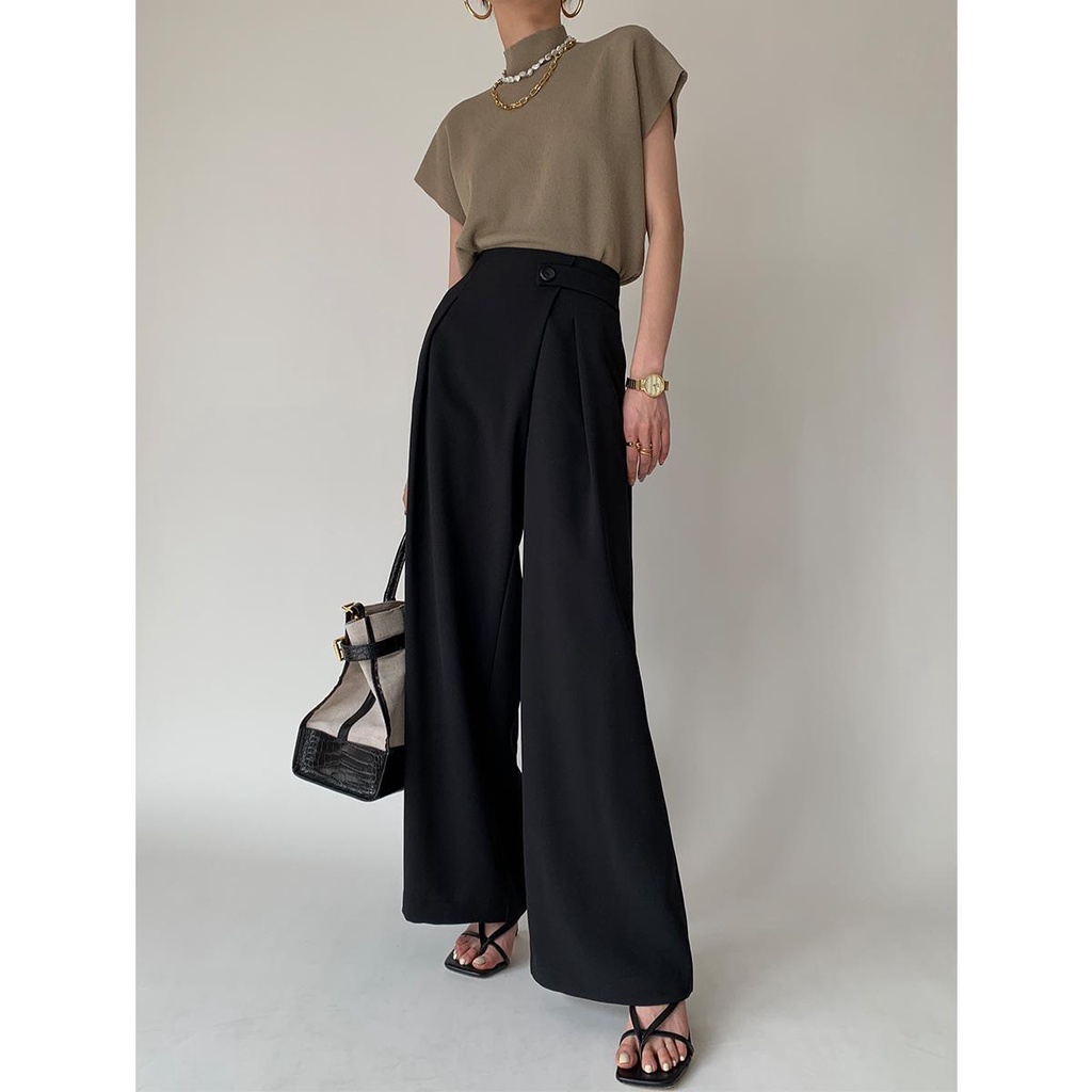 Áo dệt kim cổ cao sát nách thời trang cho nữ