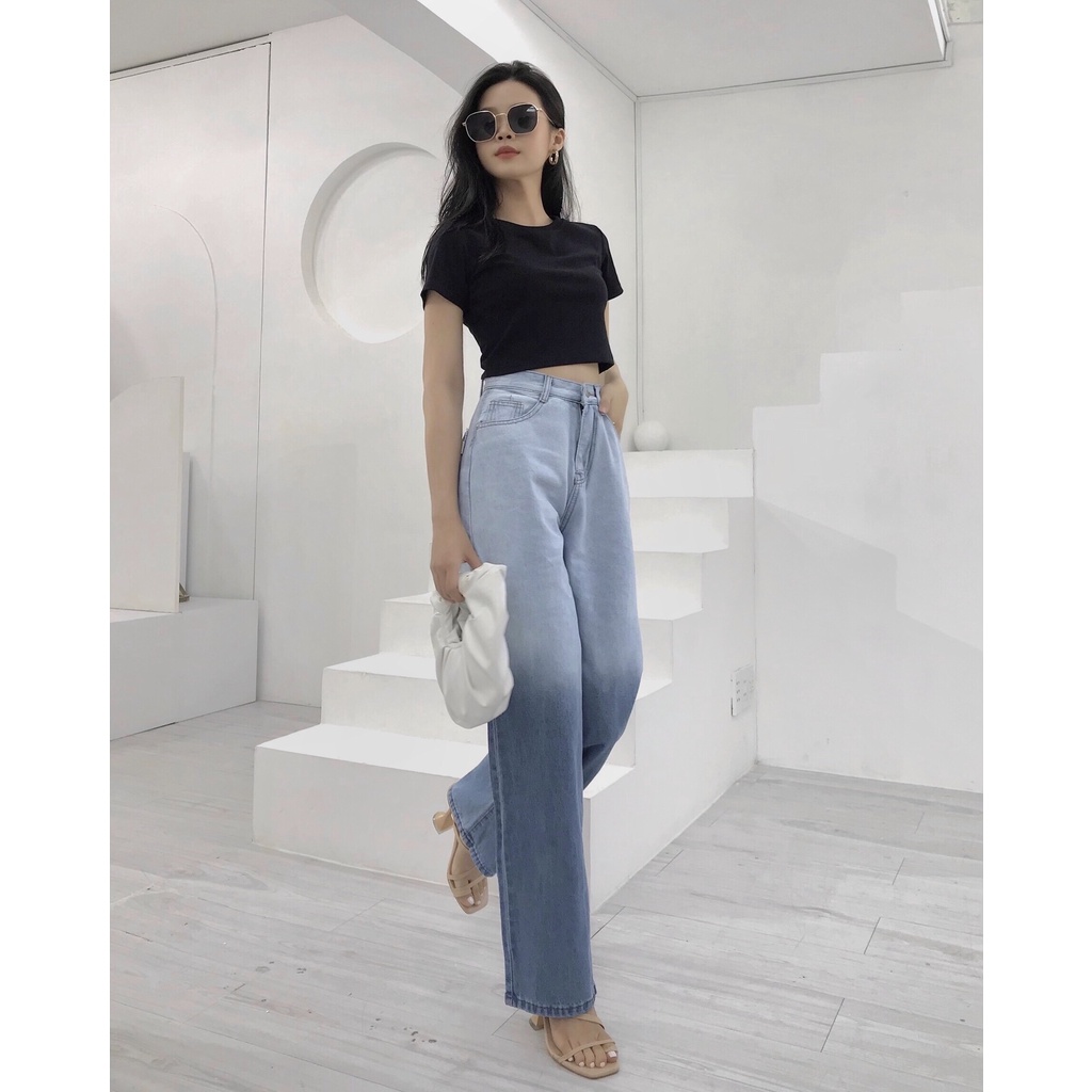 Quần Jeans Ombre Ống Rộng
