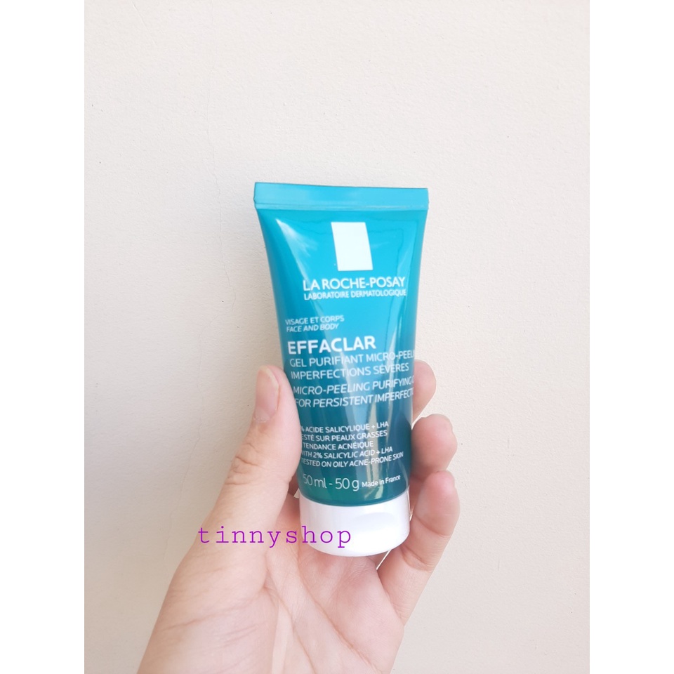 Gel Rửa Mặt &amp; Tắm Giúp Làm Sạch Bã Nhờn, Giảm Mụn La Roche-Posay Effaclar Micro Peeling Purifying 50ml