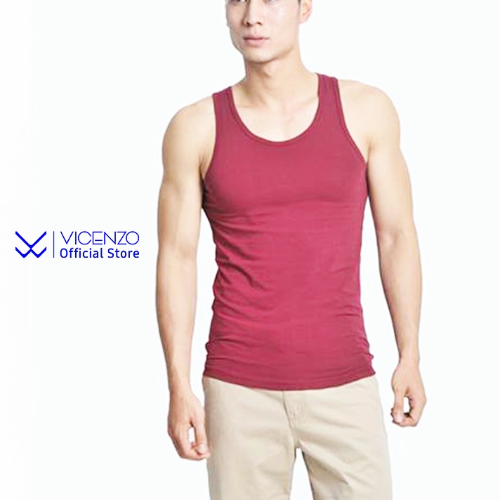Áo Thun Ba Lỗ Nam Vicenzo Cao Cấp Chuẩn Form Ôm Dang Vải Cotton Thấm Mồ Hôi Thoáng Mát