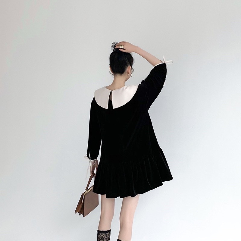 Váy Nhung Cổ Sen Dáng Babydoll Xoè ảnh thật Kaylee | BigBuy360 - bigbuy360.vn