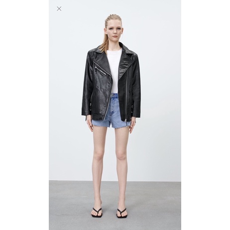 (Sẵn) Áo khoác da dáng oversize Zarrra auth canh sale