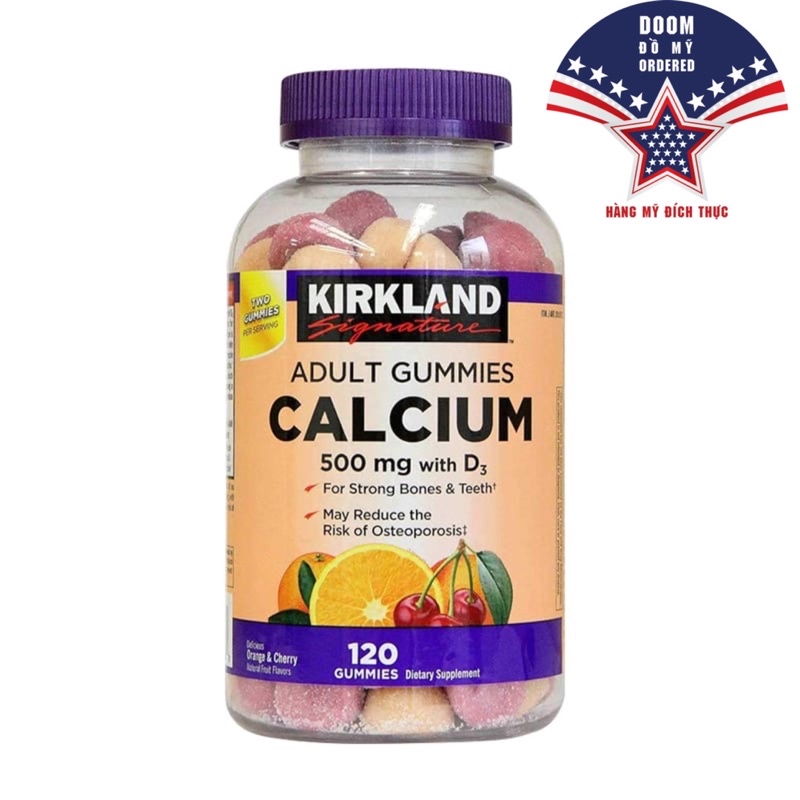 Kẹo dẻo bổ sung canxi Kirkland Calcium 500mg With D3 Adult Gummies