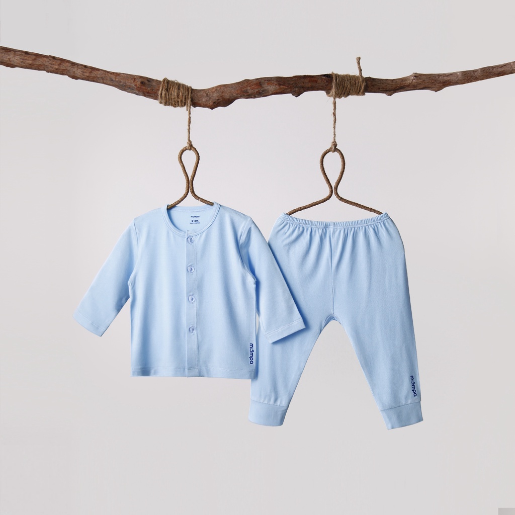 Bộ sinh cài cúc giữa Mompa cho bé sơ sinh từ 0 đến 9 tháng MP 014 vải sợi tre bamboo thoáng mát