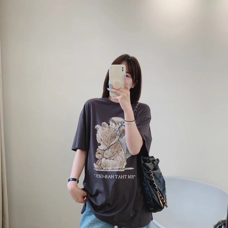 NRVP Áo Thun Cotton Tay Ngắn Cổ Tròn Màu Trơn Thời Trang Dành Cho Nữ