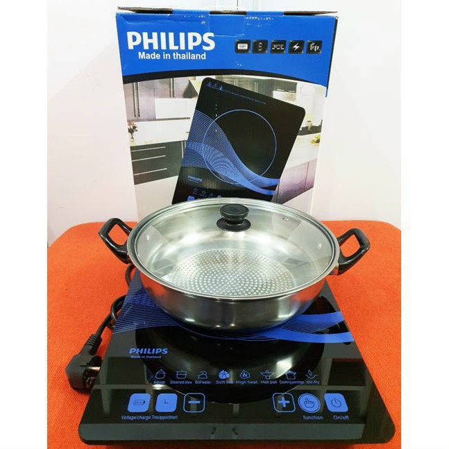 Bếp từ đơn cảm ứng PHILIP có chức năng hẹn giờ, cài đặt thời gian nấu, đun cực nhanh (Kèm 1 nồi lẩu)