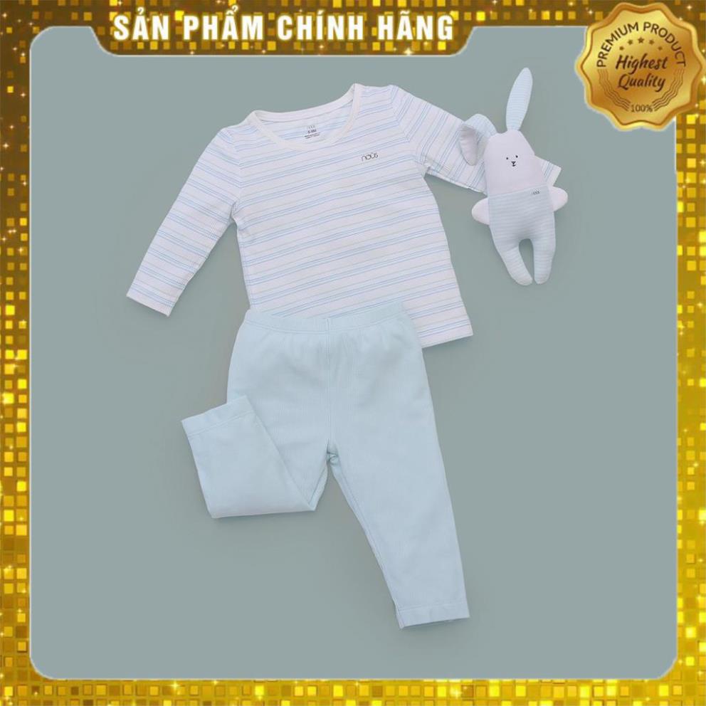 NOUSHANOI -  Bộ Quần Áo Giữ Nhiệt Kẻ Xanh Nous (Size 6M 9M 12M và 18M)