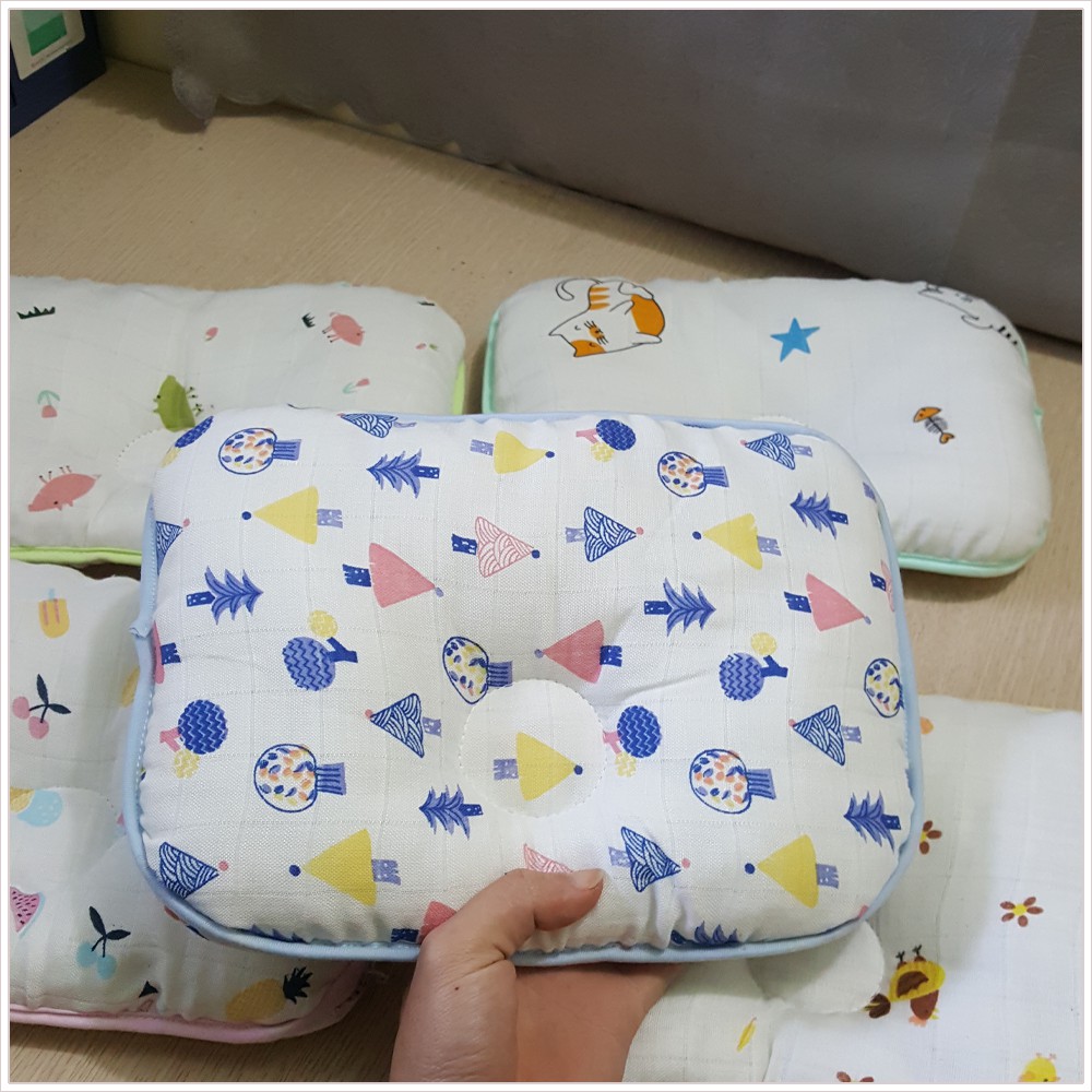 Gối xô siêu mềm chống bẹp đầu BEPIKA in hình dễ thương cho bé sơ sinh 20 x 30cm