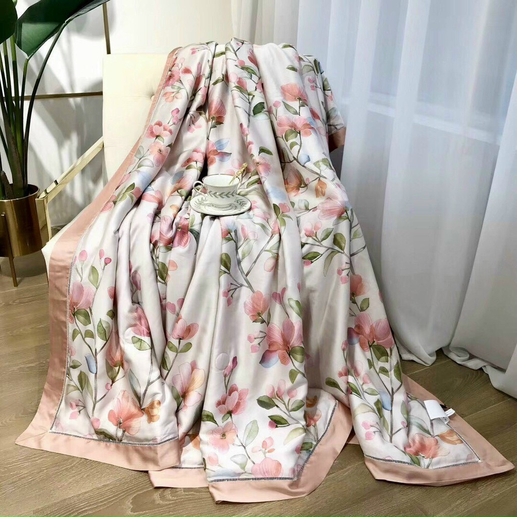 Chăn lụa tencel tơ tằm FREEMONDE mát lạnh mềm mịn cao cấp , Mền hè lụa kích thước 2m3x2m nhập khẩu (tặng kèm túi sách)