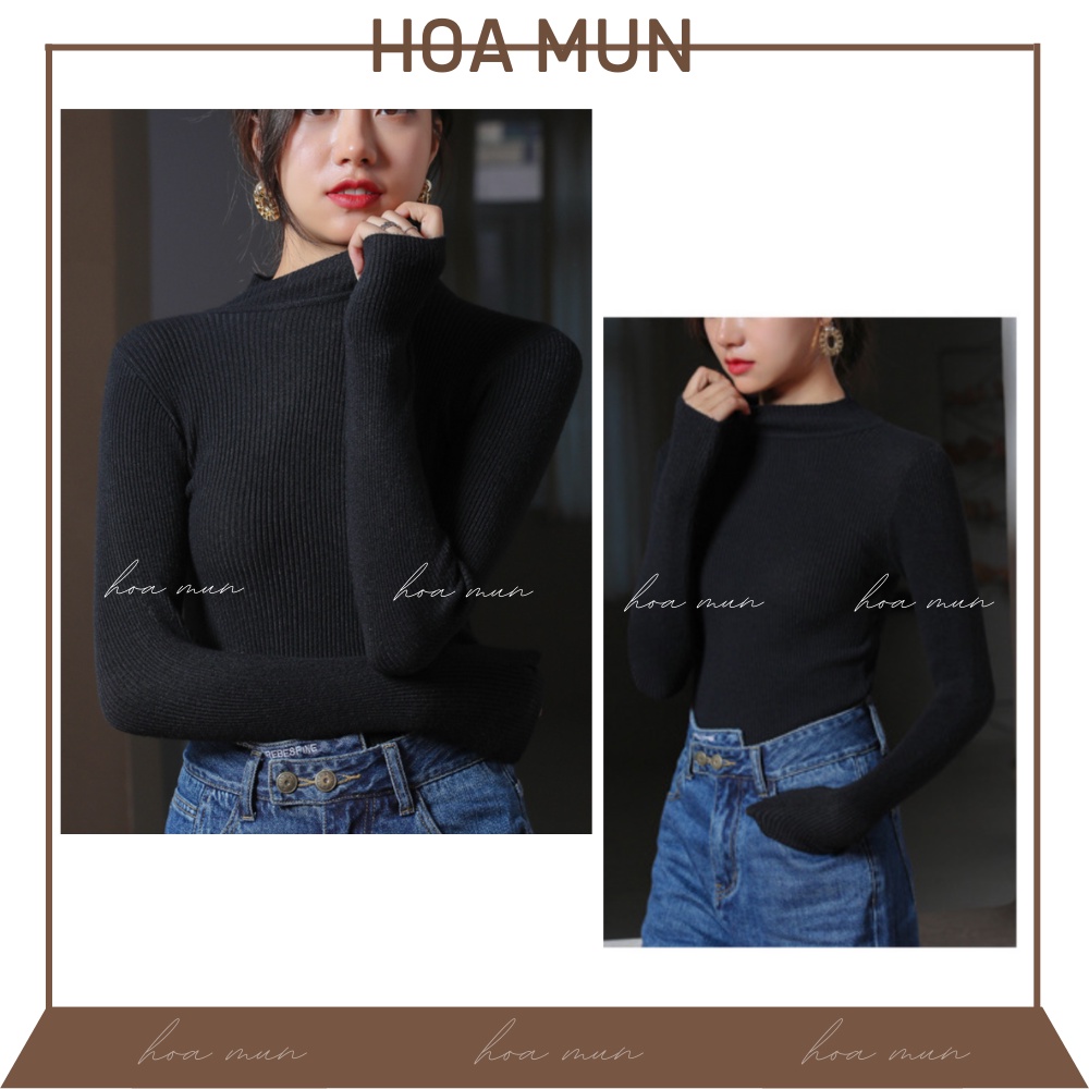 Áo Len Tăm Cổ 3cm Giữ Nhiệt Cho Nữ, Áo Len Tăm Cổ Cao Giữ Nhiệt Hàng Quảng Châu Loại 1