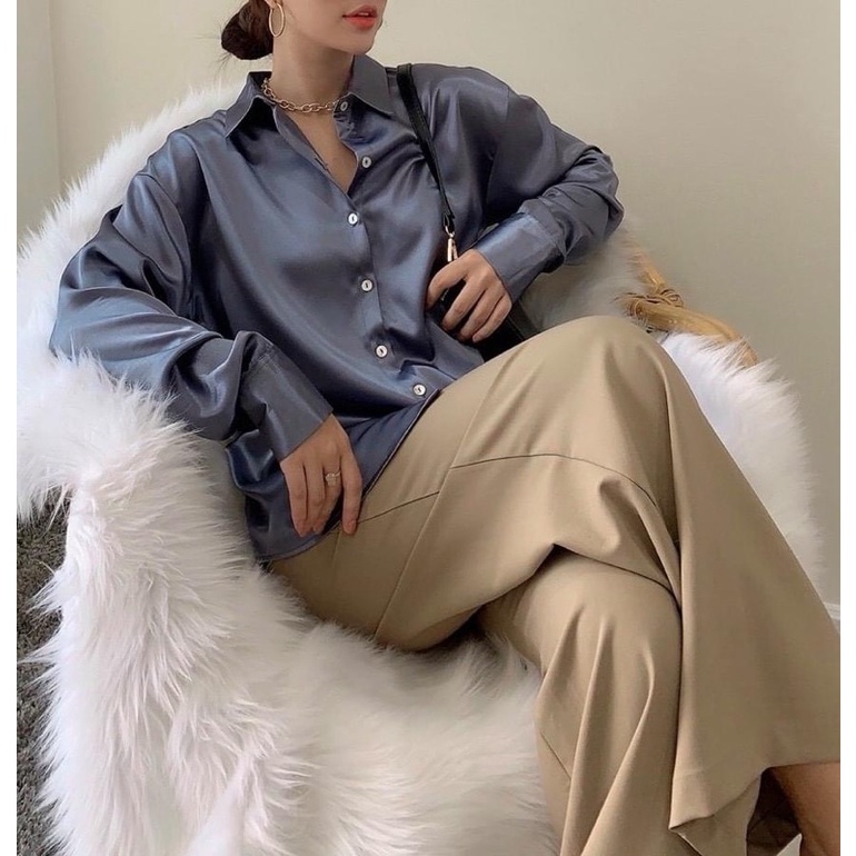 [Có sẵn] Áo Sơ Mi Lụa Công Sở Tay Dài Form Rộng Chất Cao Cấp Chuẩn Form Ảnh Thật Phong Cách Hàn Quốc | BigBuy360 - bigbuy360.vn