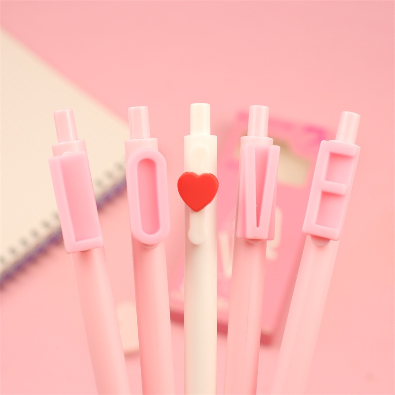 Bộ 5 Bút Mực gel Ngòi 0.5mm Mực Đen Thiết Kế Sáng Tạo Chất Lượng Cao