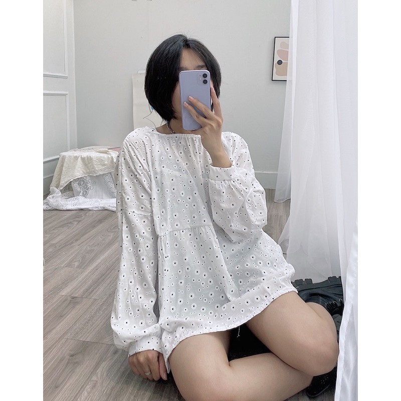 áo babydonl hoa cúc trắng