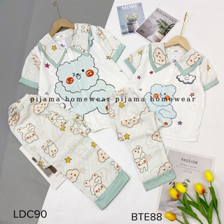 Bộ đồ ngủ cộc dài pijama nữ cổ nhọn lụa mango chất mềm, mịn, thoáng mát