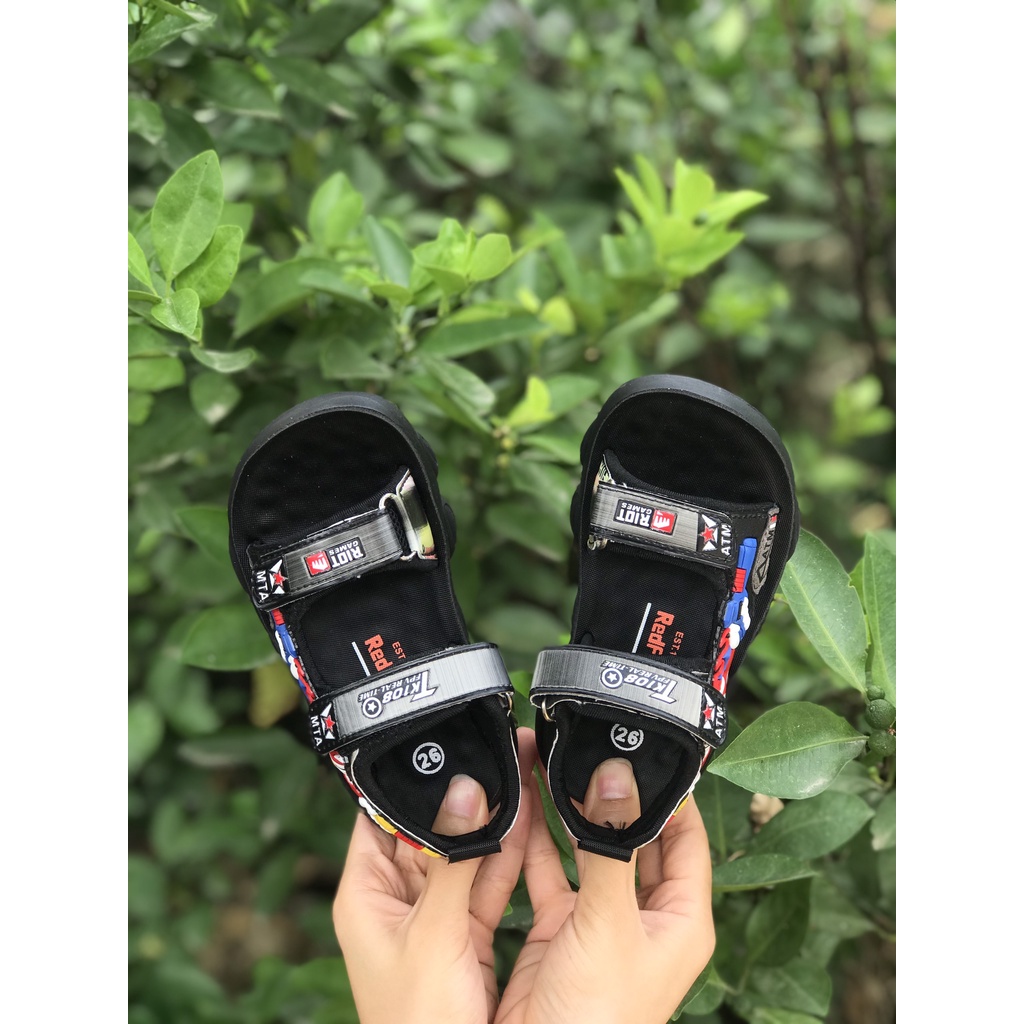 sandal bé trai dép quai hậy bé trai siêu nhân người nhện quai vải dán êm chân thấm mồ hôi QCCC full hộp khâu đế A9925