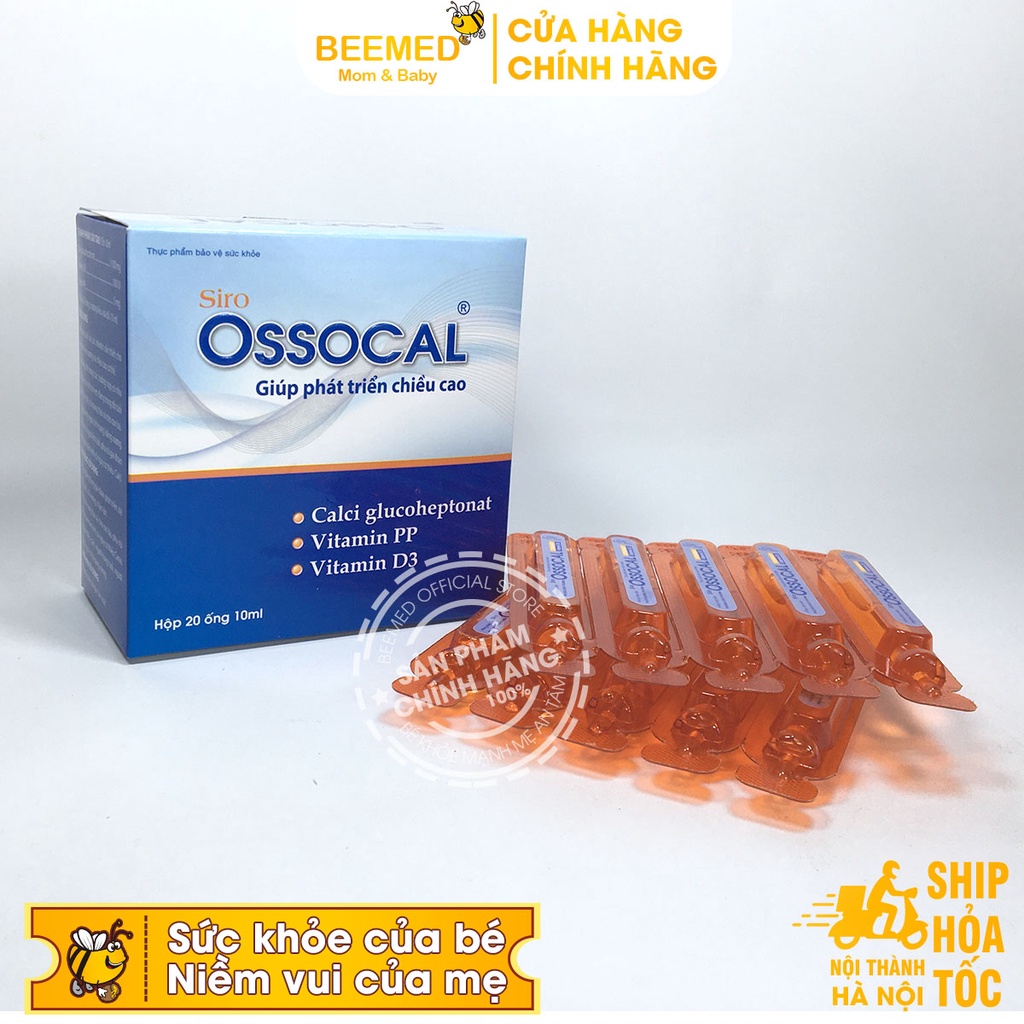 Siro Ossocal - Bổ sung canxi hữu cơ và D3 cho mẹ bầu, sau sinh và trẻ nhỏ, phát triển về chiều cao hộp 20 ống