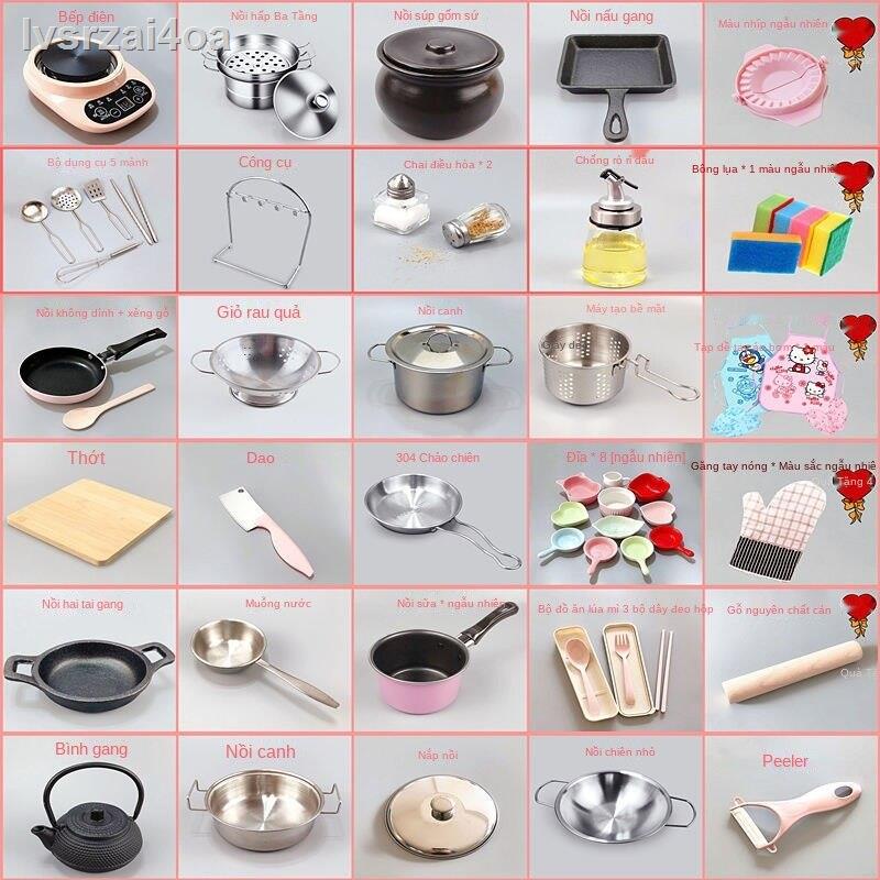 Bếp mini để nấu ăn, ăn thực sự, trọn bộ đồ cho trẻ em, chơi với dùng nhà nhỏ như thật, dụng cụ bé gái, quà tặn