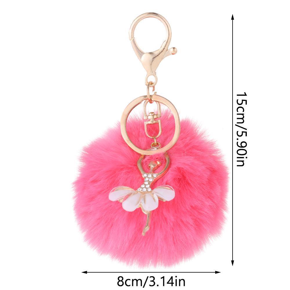 Móc Khóa Hình Cô Gái Múa Ba Lê Phối Lông Thỏ Xinh Xắn