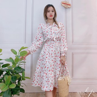 Đầm cổ nơ đuôi cá