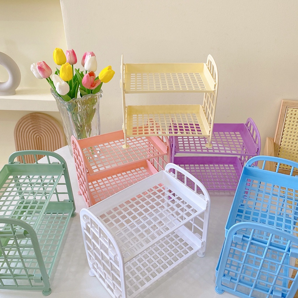 Kệ Nhựa Mini 2 Tầng Đựng Đồ Đa Năng
