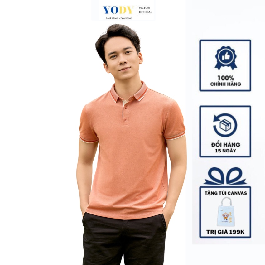 Áo Polo YODY Nam Pique Mắt Chim Melange Phối Nẹp Thiết Kế Mới APM5331