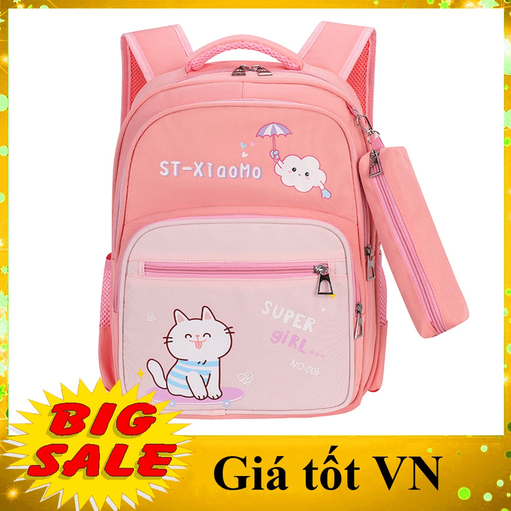 Balo đi học cho bé gái, bé trai siêu nhẹ, cặp sách dành cho bé gái cấp 1, 2 tiểu trung học có kèm túi ví
