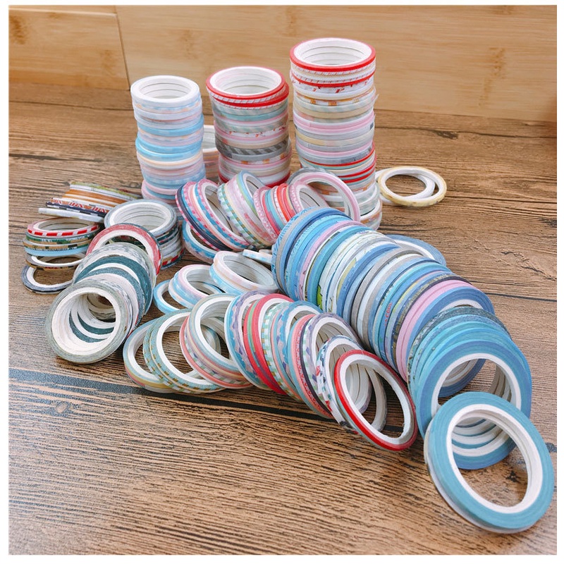 Set 2 Cuộn băng dán washi tape mẫu nhỏ dùng để trang trí bullet journal, sổ tay, album