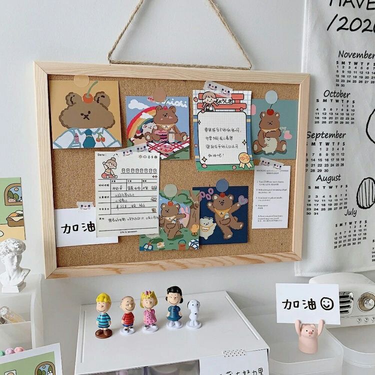Bảng ghim gỗ bần, ghim tài liệu decor tiện dụng