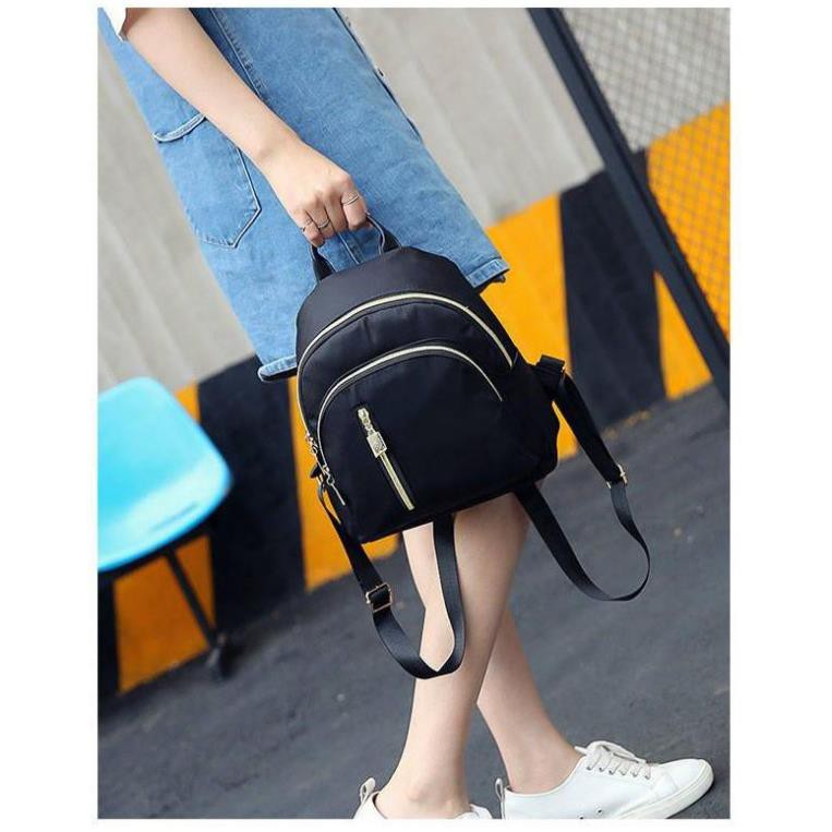 Balo nữ vải dù trơn mini giá rẻ xinh xắn đi chơi đi làm L16