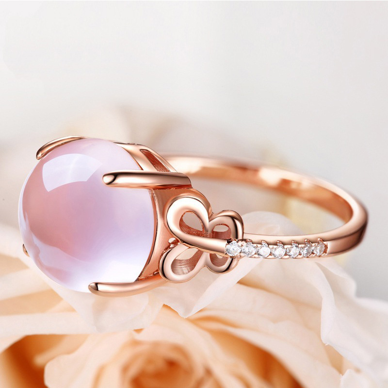 (Hàng Có Sẵn) Nhẫn Tay Mạ Vàng Hồng 18k Đính Đá Pha Lê