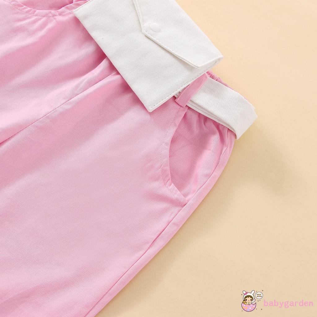 Set Đồ 3 Món Gồm Áo Không Tay Màu Trơn + Quần Dài Có Túi Cho Bé Gái 1-6 Tuổi