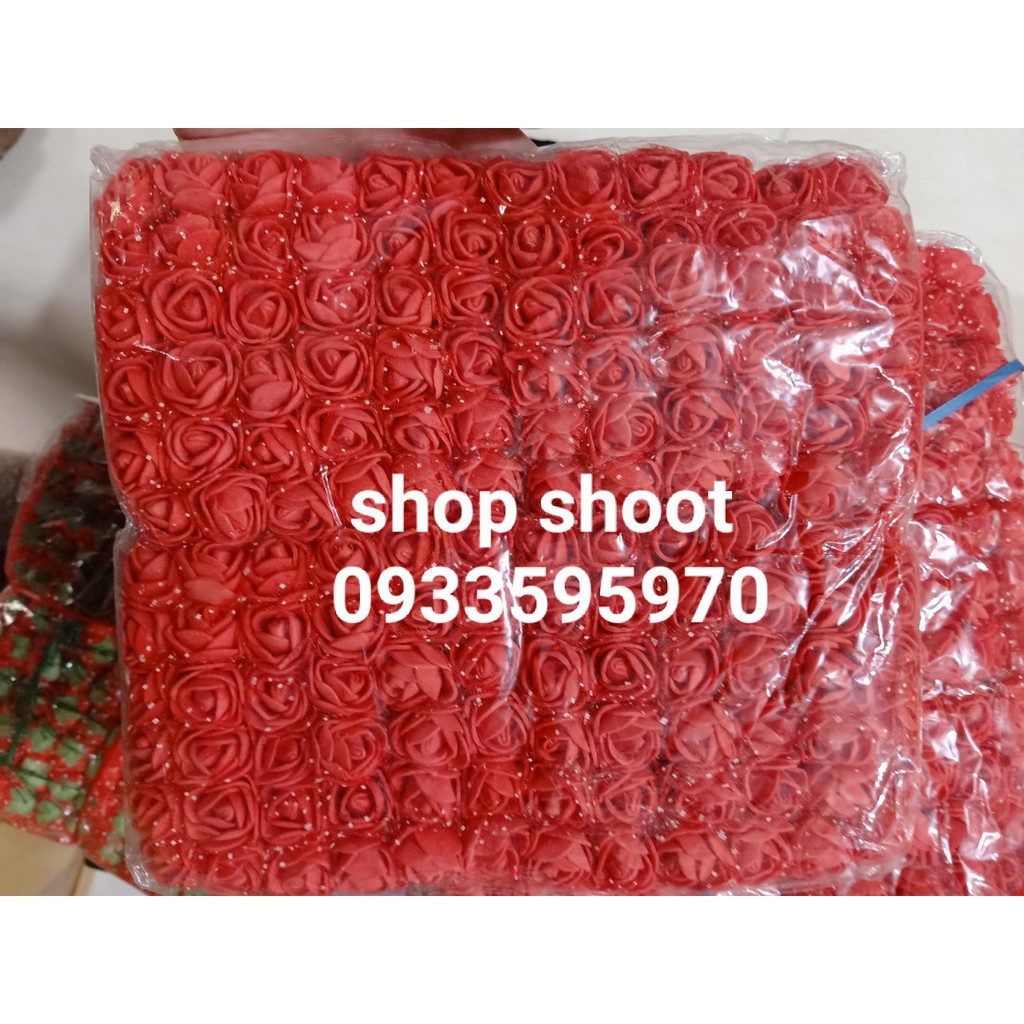 Hoa xốp 2,5cm dán gấu làm vòng đội đầu