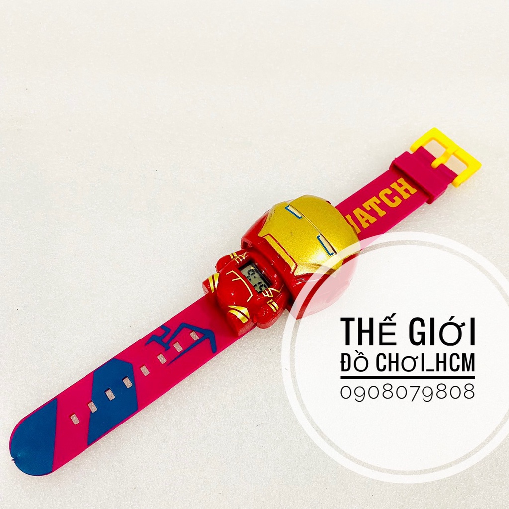 [HOT-NHIỀU MẪU] Đồ chơi đồng hồ đeo tay hình siêu nhân, siêu anh hùng Marvel cho bé thích Spiderman, Ironman… 899A-3