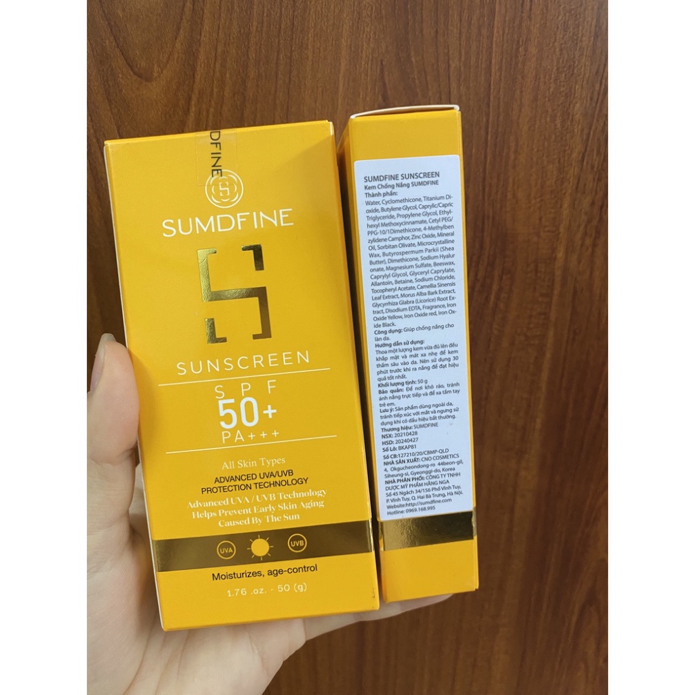 Kem chống nắng chính hãng SUMDFINE SPF 50+, PA+++  - Chống lão hóa da, Sáng da, Kiềm dầu