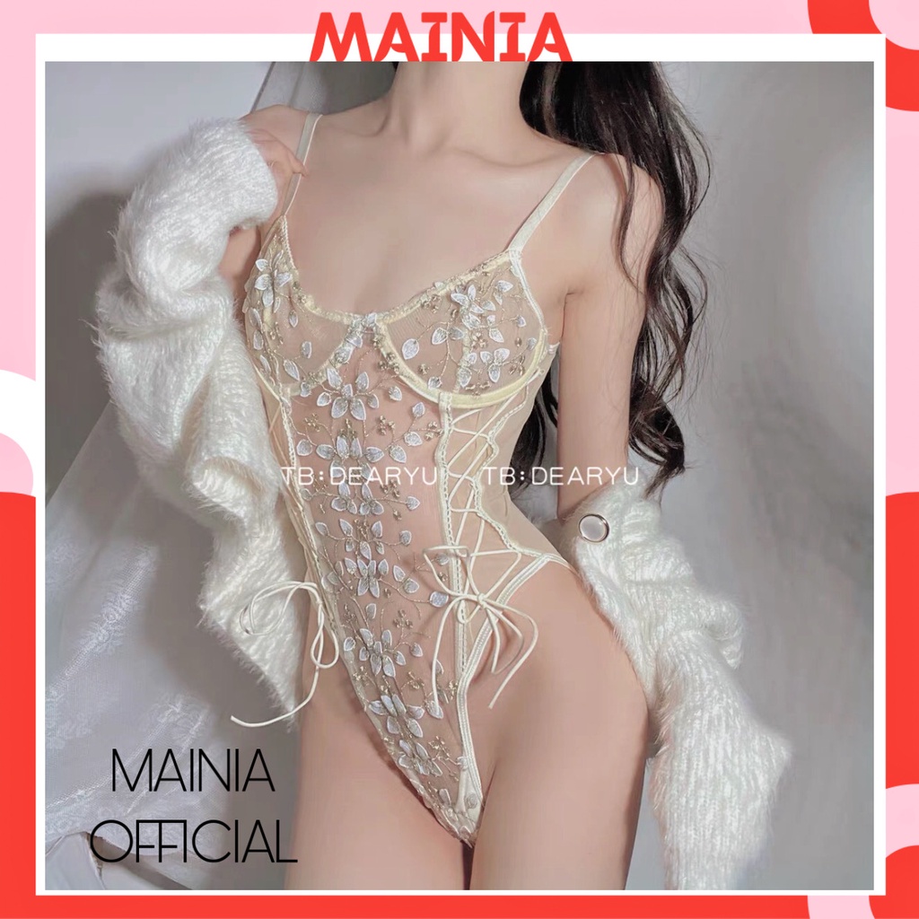 [Siêu Đẹp Có Bigsize ] Bộ Bodysuit Ren Thêu Hoa Xuyên Thấu Đan Dây Eo Sexy Gợi Cảm Bộ Đồ Ngủ Quyến Rũ Mainia Shop