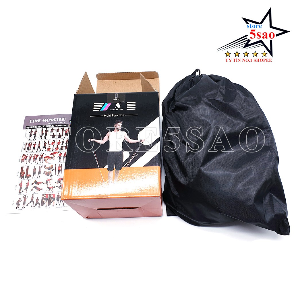 🎁 Bộ 5 dây đàn hồi resistance band 😍 Freeship ⚡ dây ngũ sắc tập gym đa năng