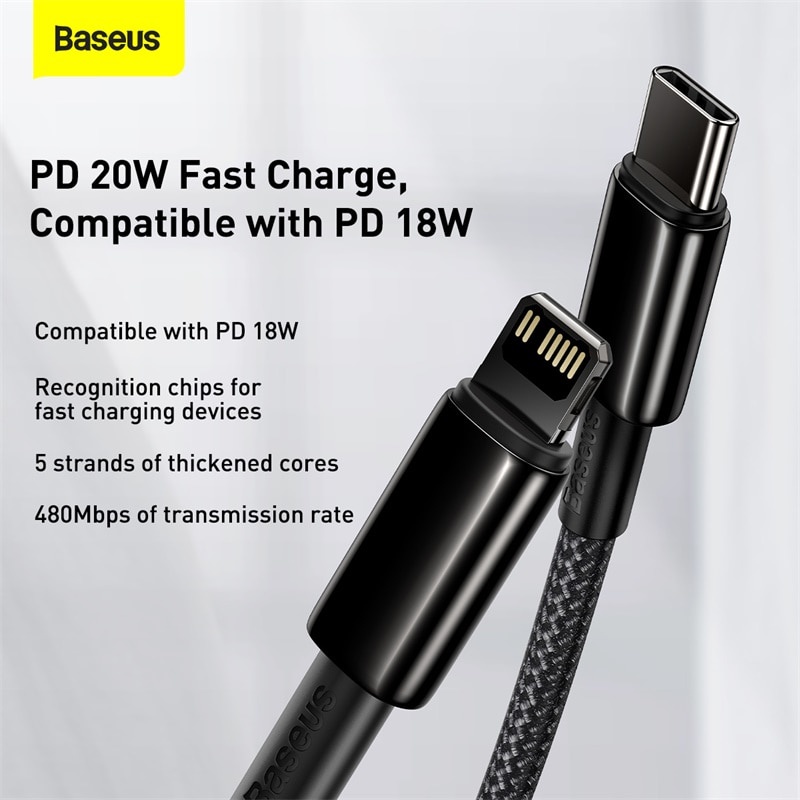 Dây cáp sạc nhanh Baseus, cáp đồng bộ dữ liệu Baseus PD 20W cổng USB C to Lightning cho iPhone 13 Pro Max, ..