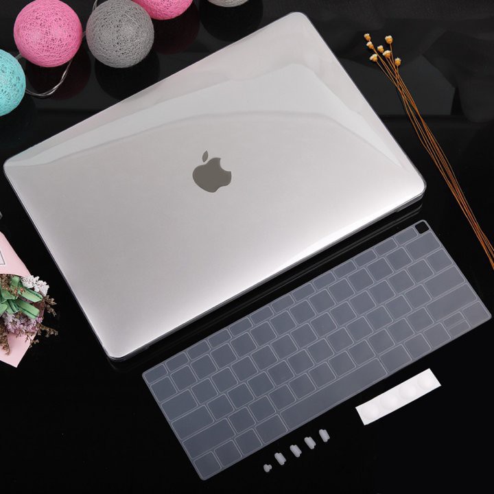 Combo Ốp + Phủ phím Macbook Trong suốt ( Tặng Nút Chống Bụi + chống gãy dây sạc )