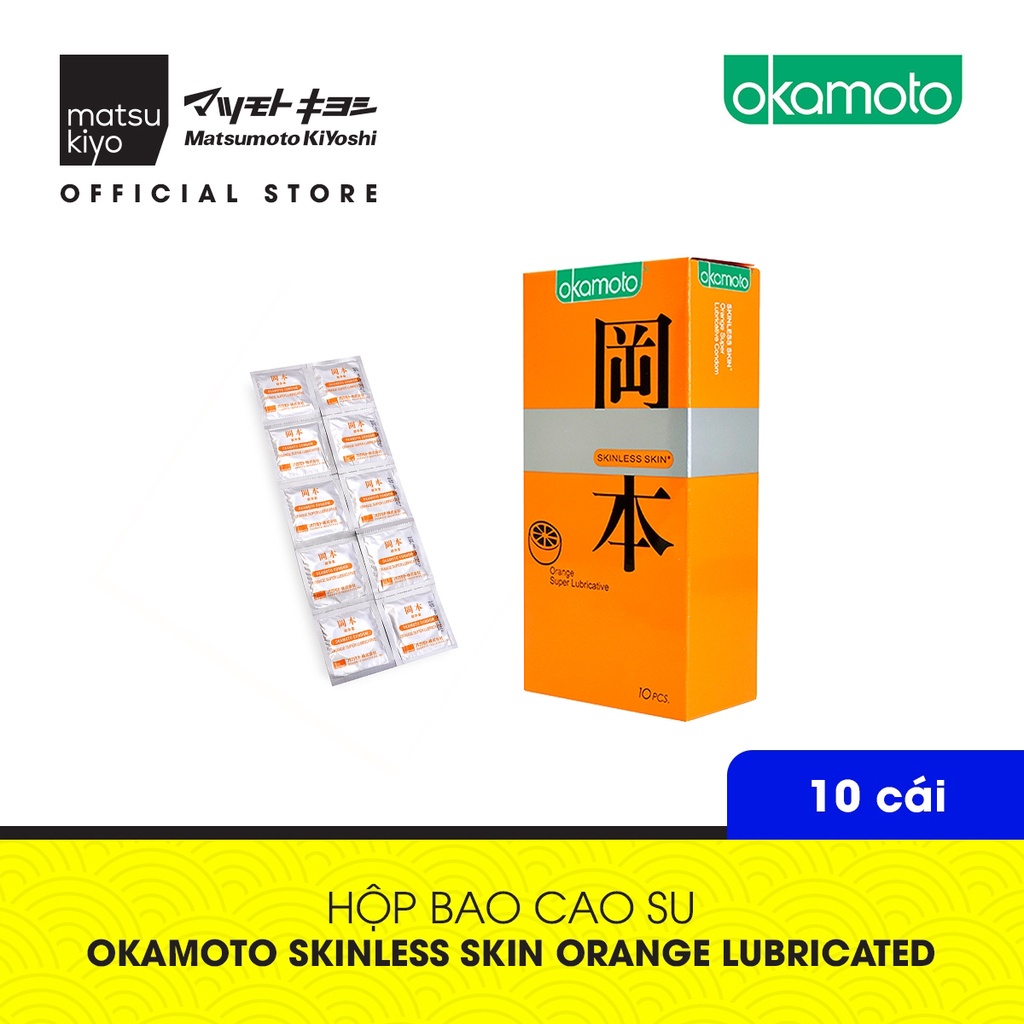 Bao Cao Su Okamoto Skinless Skin Orange Lubricated Hương Cam matsukiyo