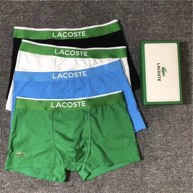 Quần lót nam - DÁNG SỊP ĐÙI BOXER cotton co giãn - 5 màu : Trắng - Đen - Ghi - Xanh biển - Xanh lá cây - mã thêu L01
