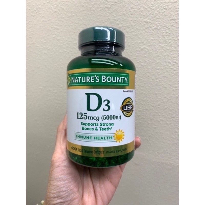 Vitamin D3 Nature Bounty 125mcg (5000IU) (hãng sẵn đáp 20/10)